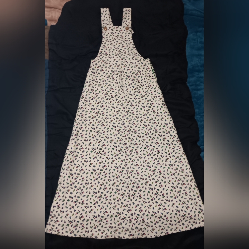 Handmade Vintage Floral Pinafore Maxi Dress Sz Small Cottagecore